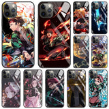 Anime Demon Slayer Kimetsu No Yaiba Tempered Glass Case For Apple IPhones