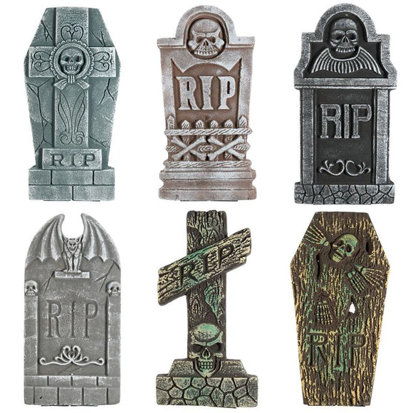 4/6PCS Halloween Tombstone Decorations Realistic and Reusable